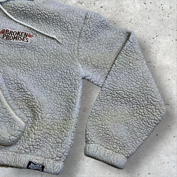 Broken Promises "Love Now Cry Later" Fleece Sherpa Crop Hoodie Size Large - Picture 6 of 11